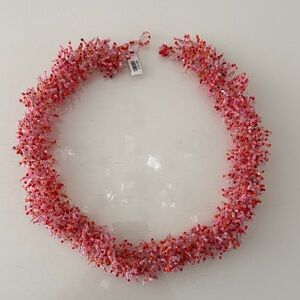 Source Unknown Vibrant Pink and Red Beaded Necklace